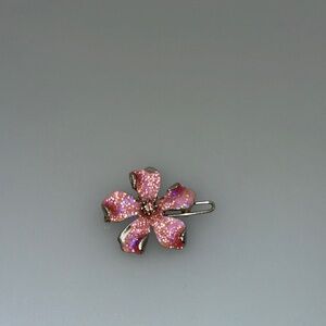 Vintage Yosca Elegant Pink and Silver Floral Brooch
